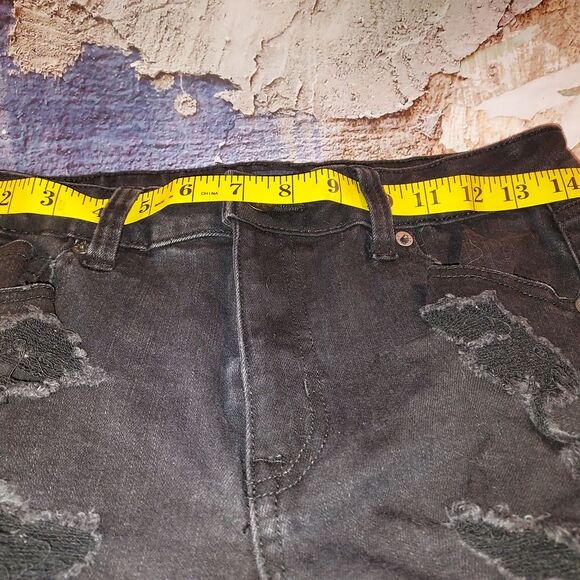 Aeropostale Black Jean Shorts with Distressed Design - Picture 7 of 11